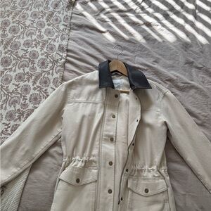 Abercrombie & Fitch Cream Trench Coat with Black Collar